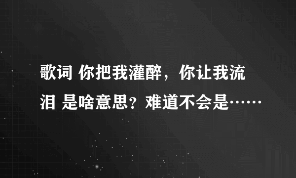 歌词 你把我灌醉，你让我流泪 是啥意思？难道不会是……