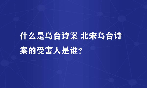 什么是乌台诗案 北宋乌台诗案的受害人是谁？