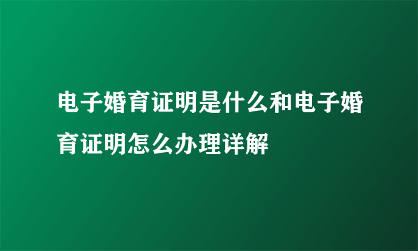 电子婚育证明是什么和电子婚育证明怎么办理详解