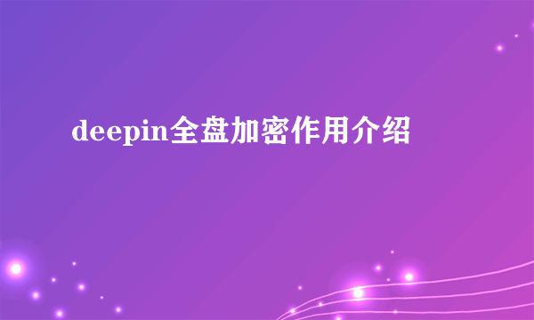 deepin全盘加密作用介绍