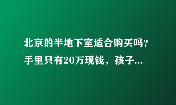 北京的半地下室适合购买吗？手里只有20万现钱，孩子户口在北京，我们没房，正经房子买不起。？