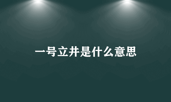 一号立井是什么意思