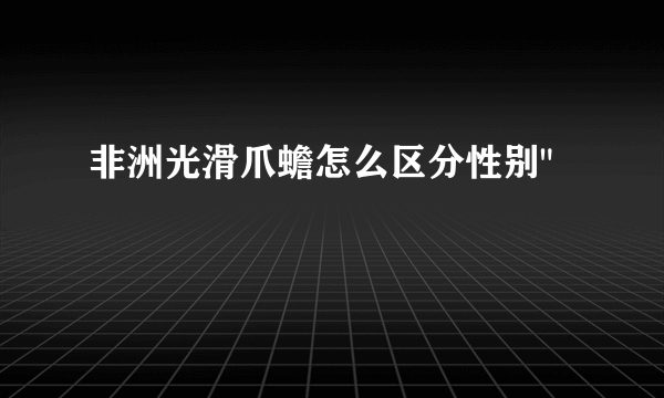 非洲光滑爪蟾怎么区分性别