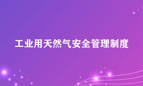 工业用天然气安全管理制度