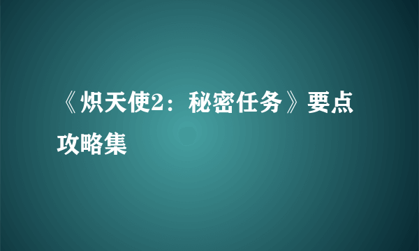 《炽天使2：秘密任务》要点攻略集