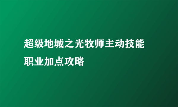 超级地城之光牧师主动技能 职业加点攻略