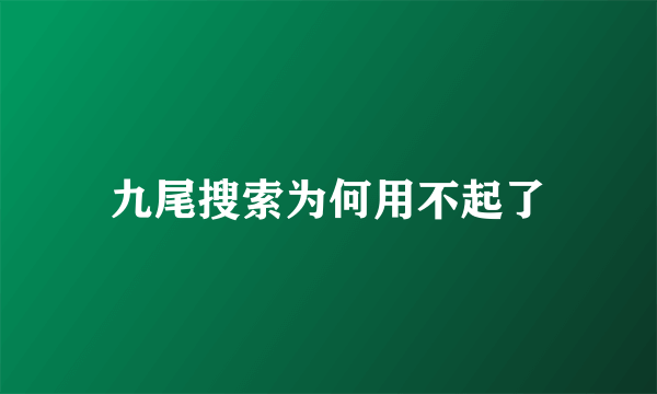 九尾搜索为何用不起了