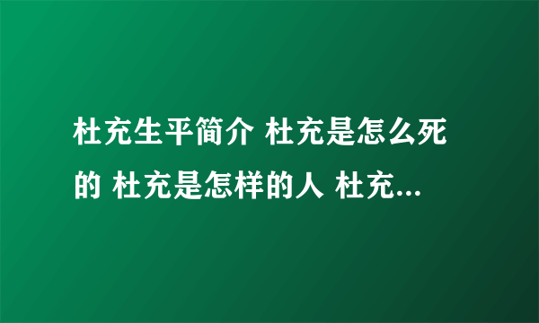 杜充生平简介 杜充是怎么死的 杜充是怎样的人 杜充决黄河 