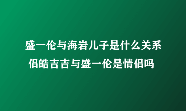 盛一伦与海岩儿子是什么关系 侣皓吉吉与盛一伦是情侣吗