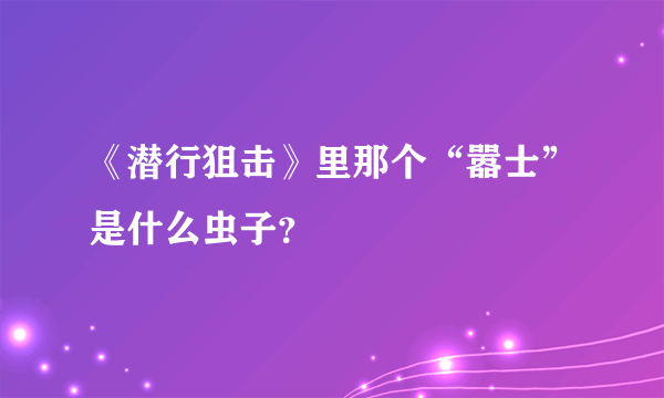 《潜行狙击》里那个“嚣士”是什么虫子？