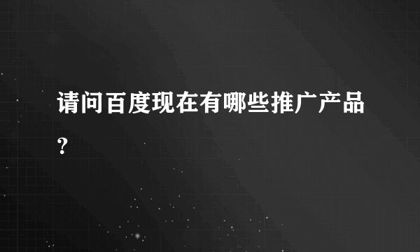 请问百度现在有哪些推广产品？