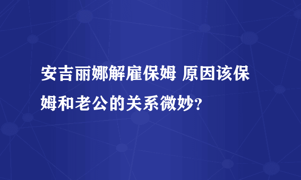 安吉丽娜解雇保姆 原因该保姆和老公的关系微妙？