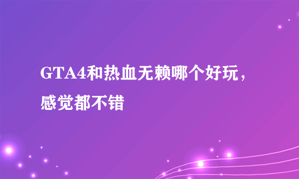 GTA4和热血无赖哪个好玩，感觉都不错