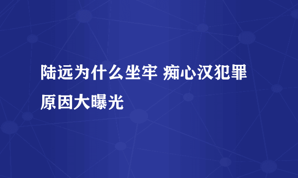 陆远为什么坐牢 痴心汉犯罪原因大曝光