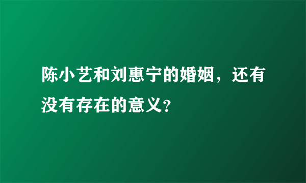 陈小艺和刘惠宁的婚姻，还有没有存在的意义？