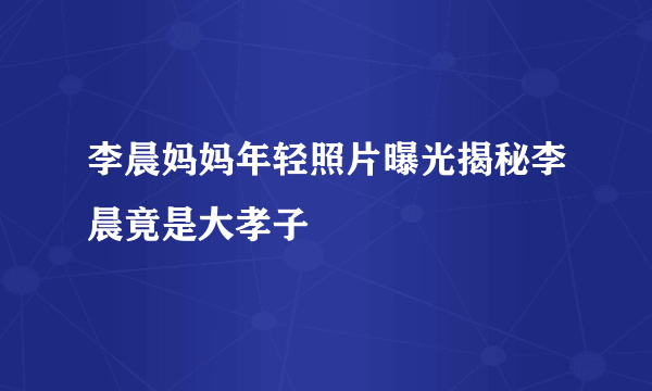 李晨妈妈年轻照片曝光揭秘李晨竟是大孝子