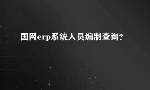 国网erp系统人员编制查询？