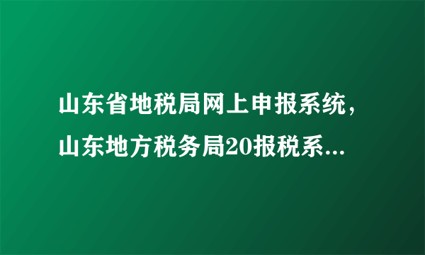 山东省地税局网上申报系统，山东地方税务局20报税系统登陆失败急