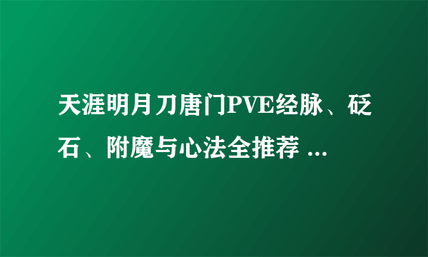 天涯明月刀唐门PVE经脉、砭石、附魔与心法全推荐 唐门手法介绍