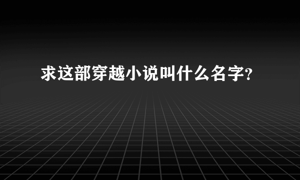 求这部穿越小说叫什么名字？