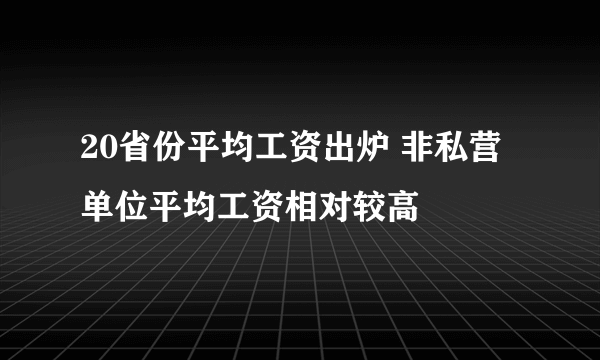 20省份平均工资出炉 非私营单位平均工资相对较高