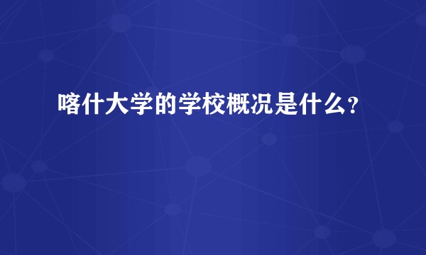 喀什大学的学校概况是什么？