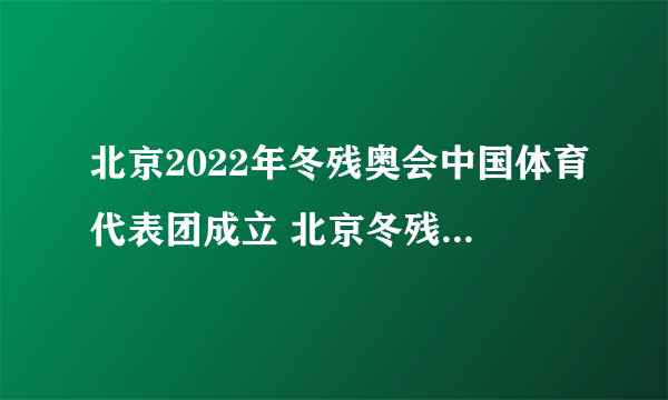 北京2022年冬残奥会中国体育代表团成立 北京冬残奥会中国体育代表团各队伍成员名单