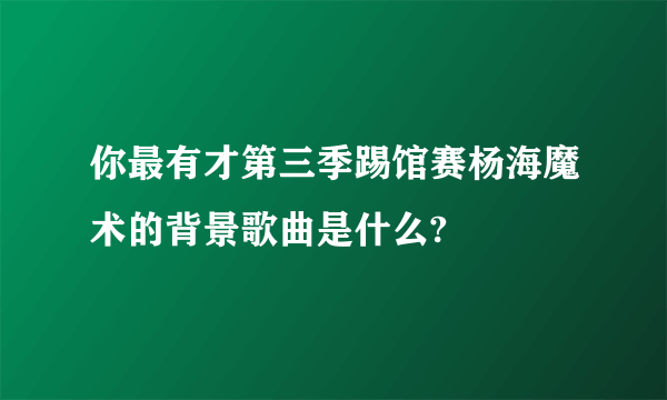 你最有才第三季踢馆赛杨海魔术的背景歌曲是什么?