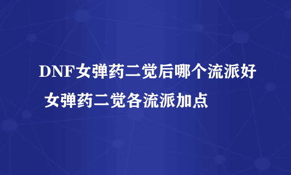 DNF女弹药二觉后哪个流派好 女弹药二觉各流派加点