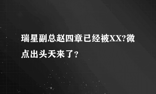 瑞星副总赵四章已经被XX?微点出头天来了？