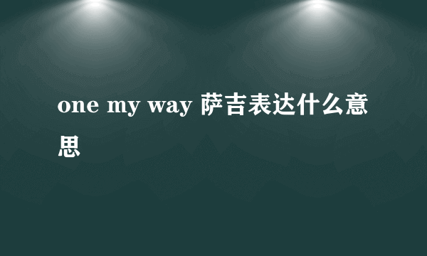 one my way 萨吉表达什么意思