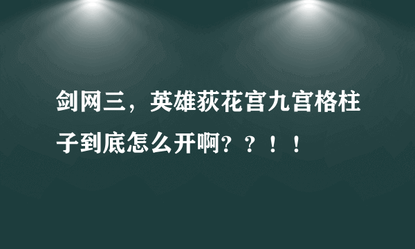 剑网三，英雄荻花宫九宫格柱子到底怎么开啊？？！！