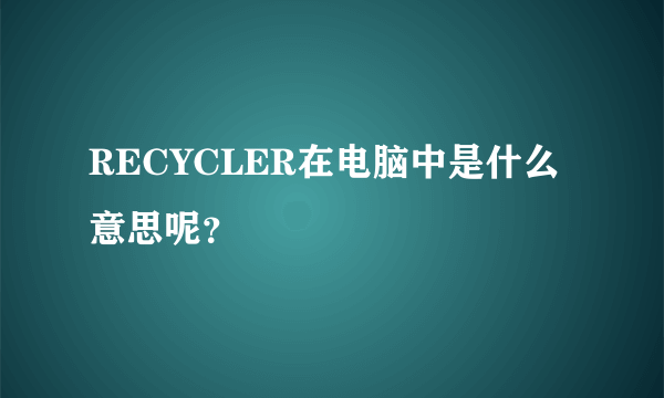 RECYCLER在电脑中是什么意思呢？