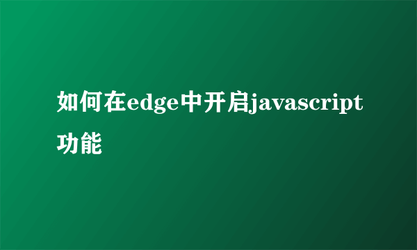 如何在edge中开启javascript功能