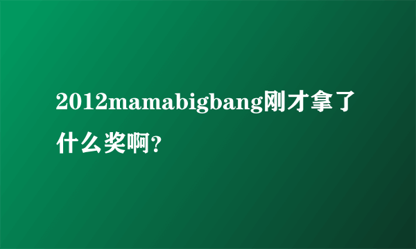 2012mamabigbang刚才拿了什么奖啊？