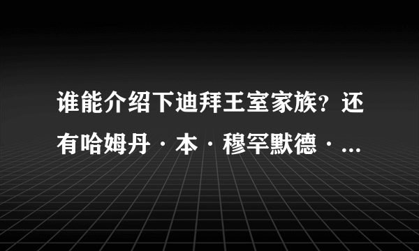 谁能介绍下迪拜王室家族？还有哈姆丹·本·穆罕默德·本·拉希德·阿勒马克图姆王子本人？