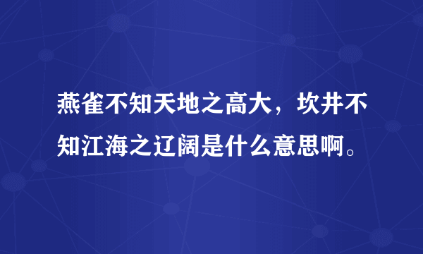 燕雀不知天地之高大，坎井不知江海之辽阔是什么意思啊。