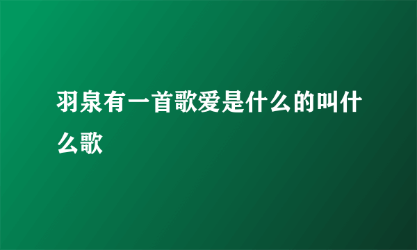 羽泉有一首歌爱是什么的叫什么歌