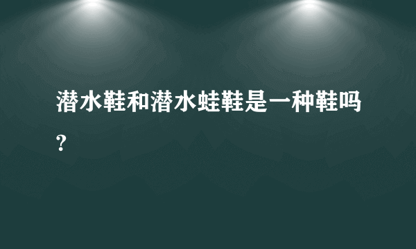 潜水鞋和潜水蛙鞋是一种鞋吗?