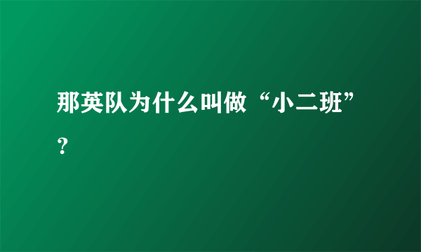 那英队为什么叫做“小二班”？