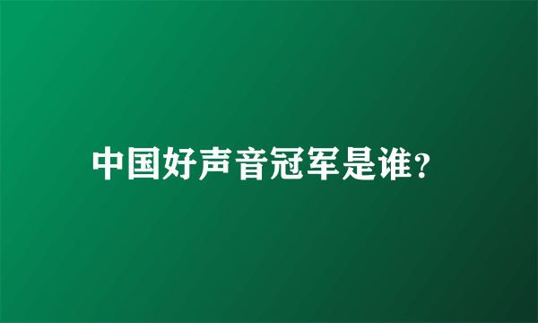 中国好声音冠军是谁？