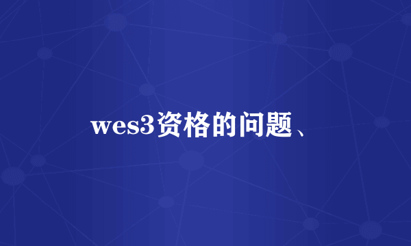 wes3资格的问题、