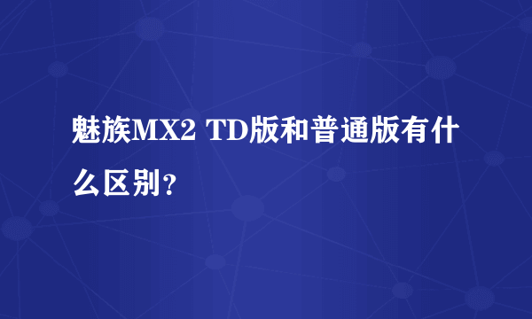 魅族MX2 TD版和普通版有什么区别？