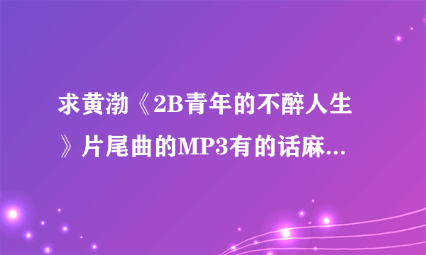 求黄渤《2B青年的不醉人生》片尾曲的MP3有的话麻烦发到我的邮箱378193728@qq.com谢谢！