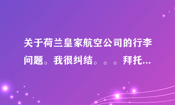 关于荷兰皇家航空公司的行李问题。我很纠结。。。拜托知情人帮助