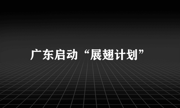 广东启动“展翅计划”