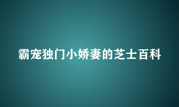 霸宠独门小娇妻的芝士百科