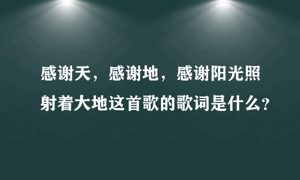 感谢天，感谢地，感谢阳光照射着大地这首歌的歌词是什么？