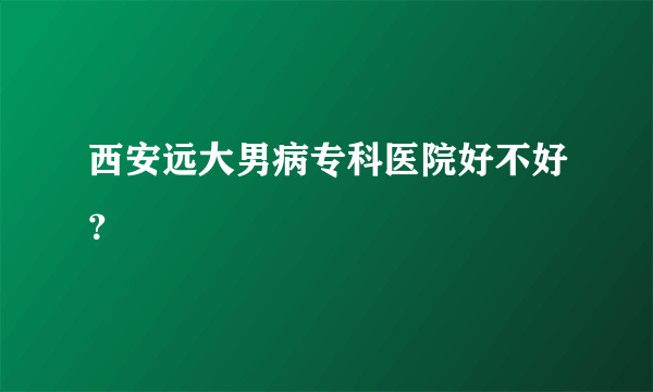 西安远大男病专科医院好不好？