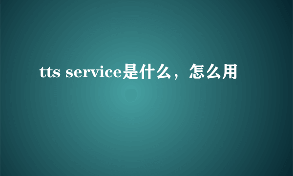 tts service是什么，怎么用